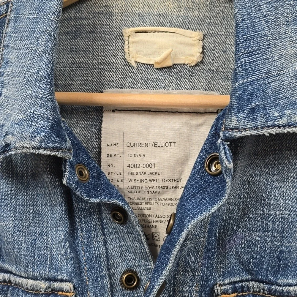 Current Elliott Kids The Snap Jacket Wishing‎ Well Destroy Denim Blue 4002-0001